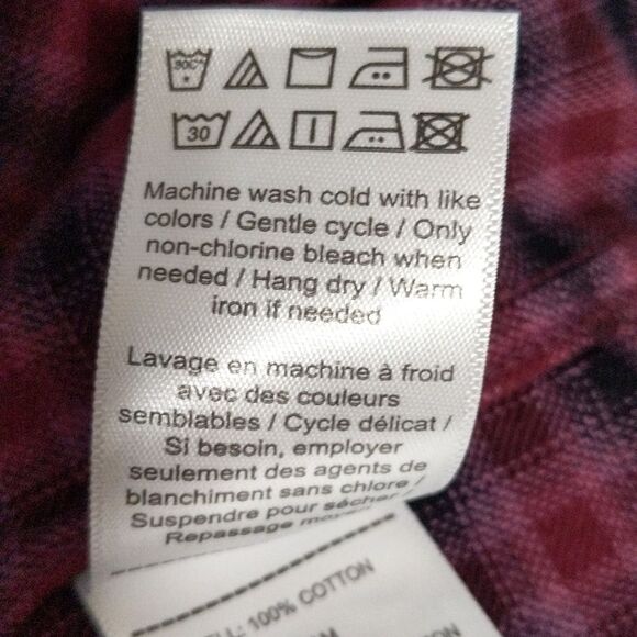 Untuck it maroon black flannel casual button up plaid shirt men's medium - Picture 7 of 10